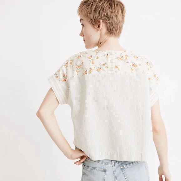 Madewell x The New Denim Project Patchwork Top In Railroad Stripe - Picture 6 of 15